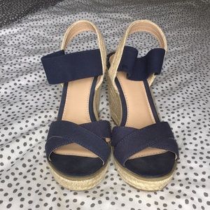 Navy Merona Wedge Sandals